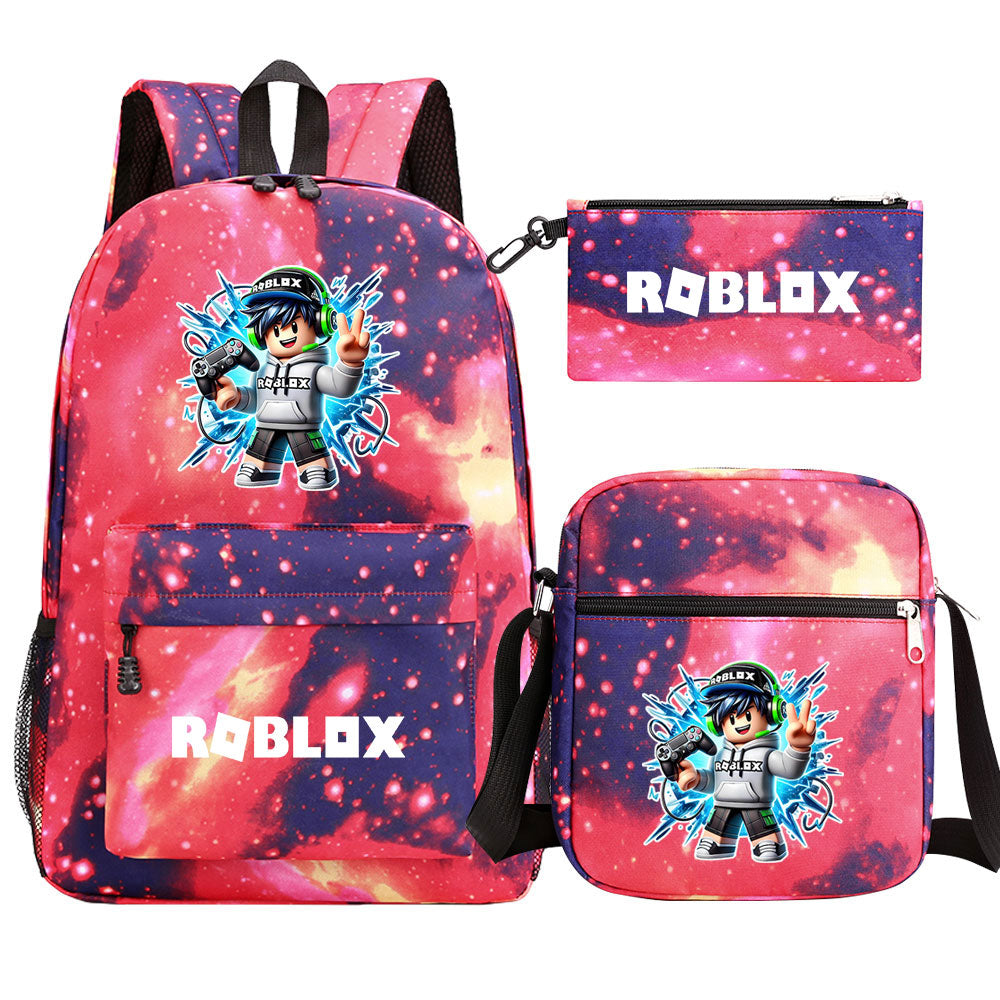 Game Roblox Schoolbag Backpack Shoulder Bag Pencil Case set for Kids Students