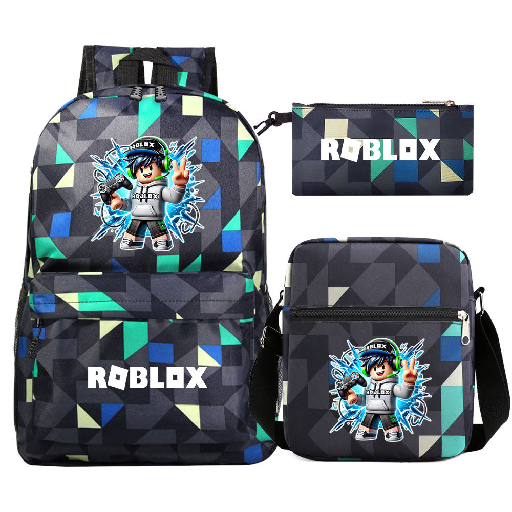 Game Roblox Schoolbag Backpack Shoulder Bag Pencil Case set for Kids Students