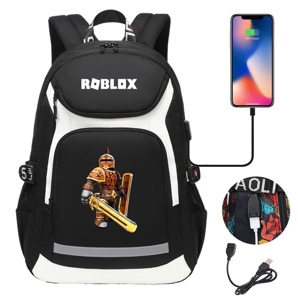 Game Roblox USB Charging Backpack School Notebook Travel Bags