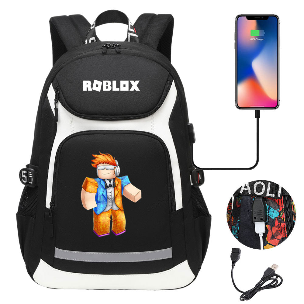 Game Roblox USB Charging Backpack School Notebook Travel Bags