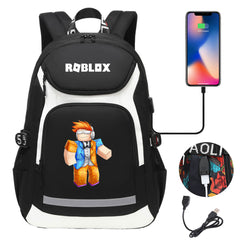 Game Roblox USB Charging Backpack School Notebook Travel Bags