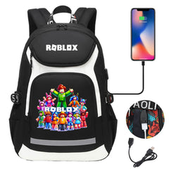 Roblox Game USB Charging Backpack School Notebook Travel Bags