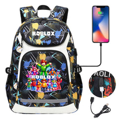 Roblox Game USB Charging Backpack School Notebook Travel Bags