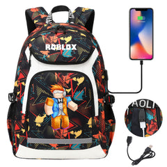 Game Roblox USB Charging Backpack School Notebook Travel Bags