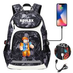Game Roblox USB Charging Backpack School Notebook Travel Bags