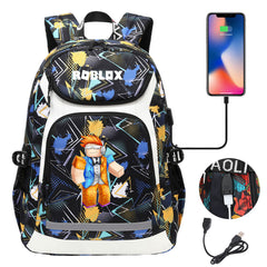 Game Roblox USB Charging Backpack School Notebook Travel Bags