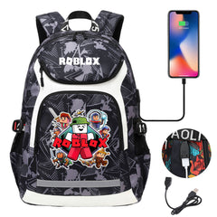 Roblox USB Charging Backpack School Notebook Travel Bags