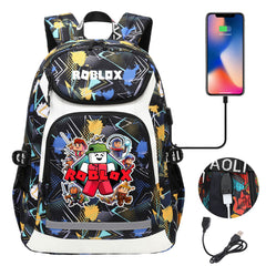 Roblox USB Charging Backpack School Notebook Travel Bags