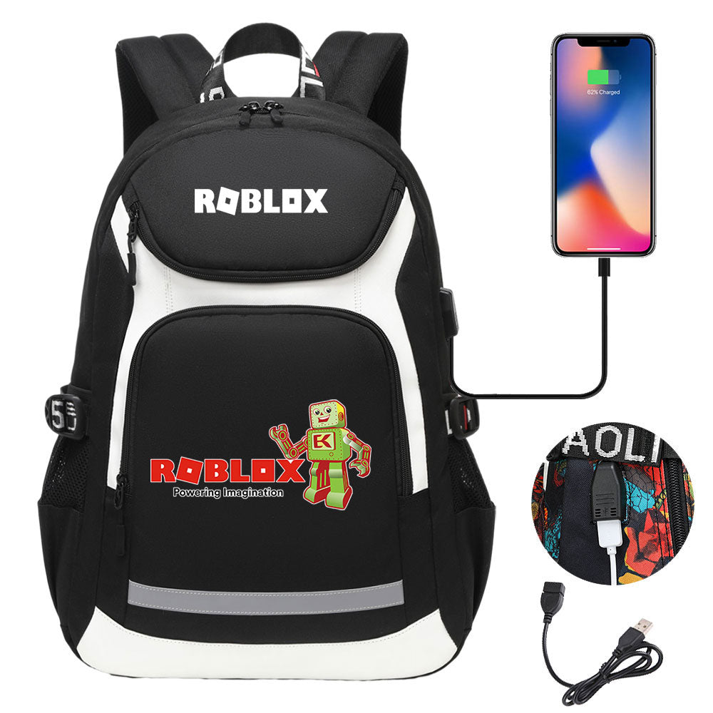 Game Roblox USB Charging Backpack School Notebook Travel Bags