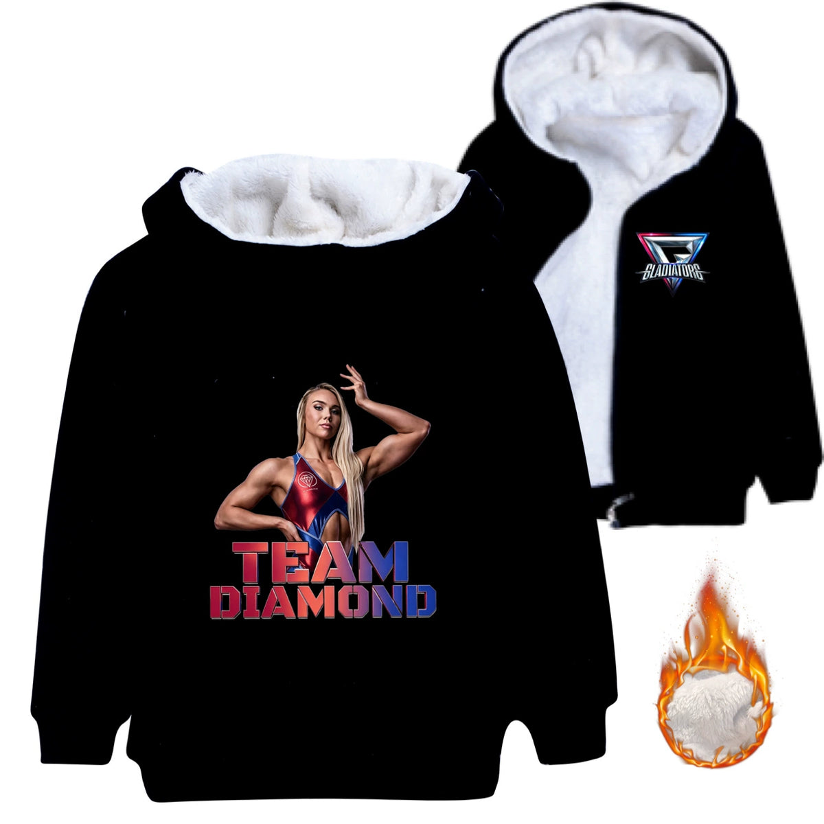 Gladiators Sherpa Lined Hoodie Fleece Sweatshirt Full Zip Hooded Jacket for Kid