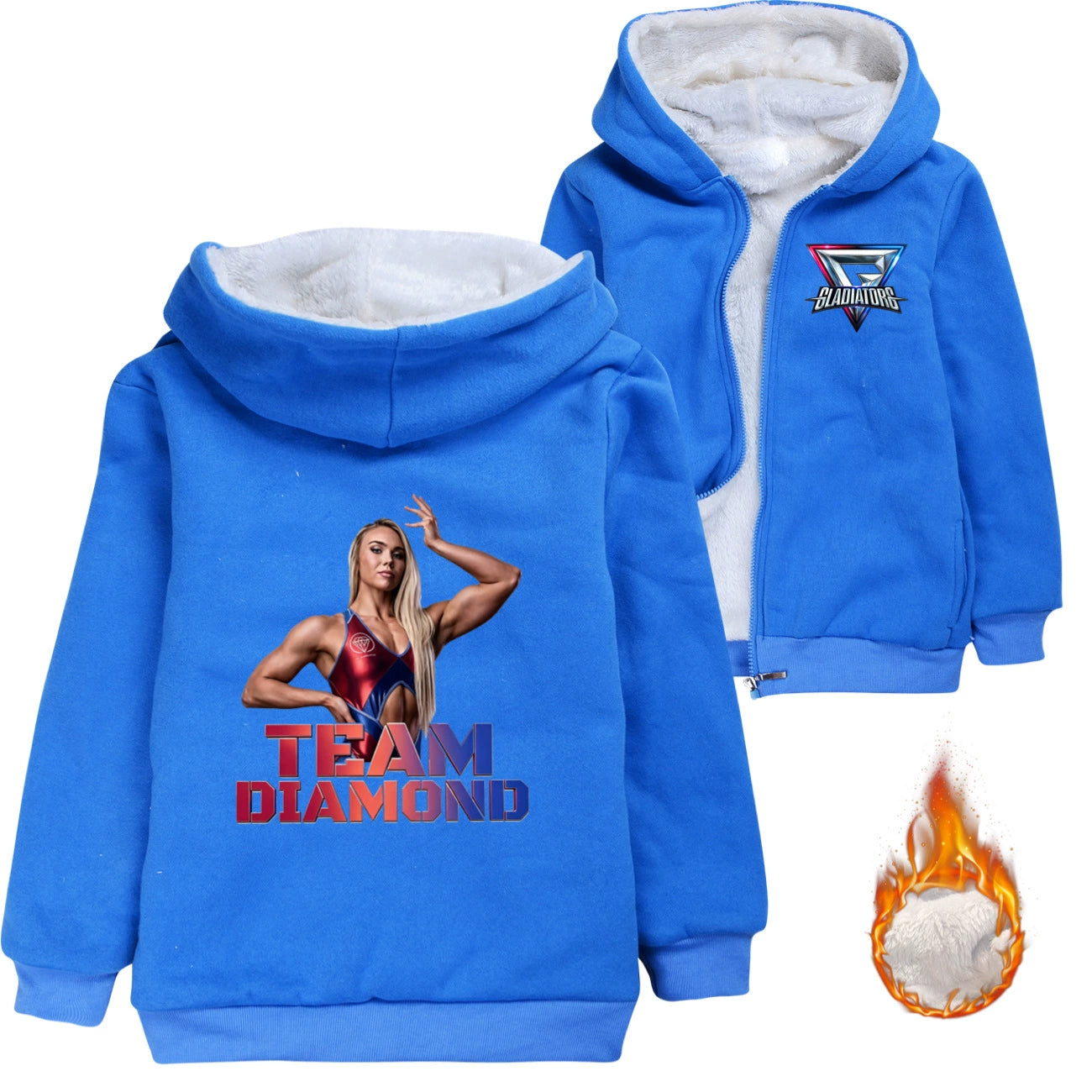 Gladiators Sherpa Lined Hoodie Fleece Sweatshirt Full Zip Hooded Jacket for Kid