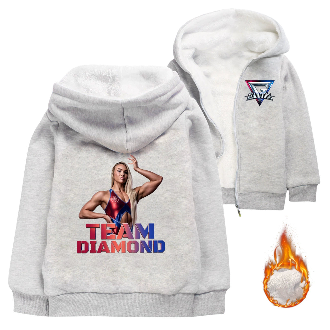 Gladiators Sherpa Lined Hoodie Fleece Sweatshirt Full Zip Hooded Jacket for Kid