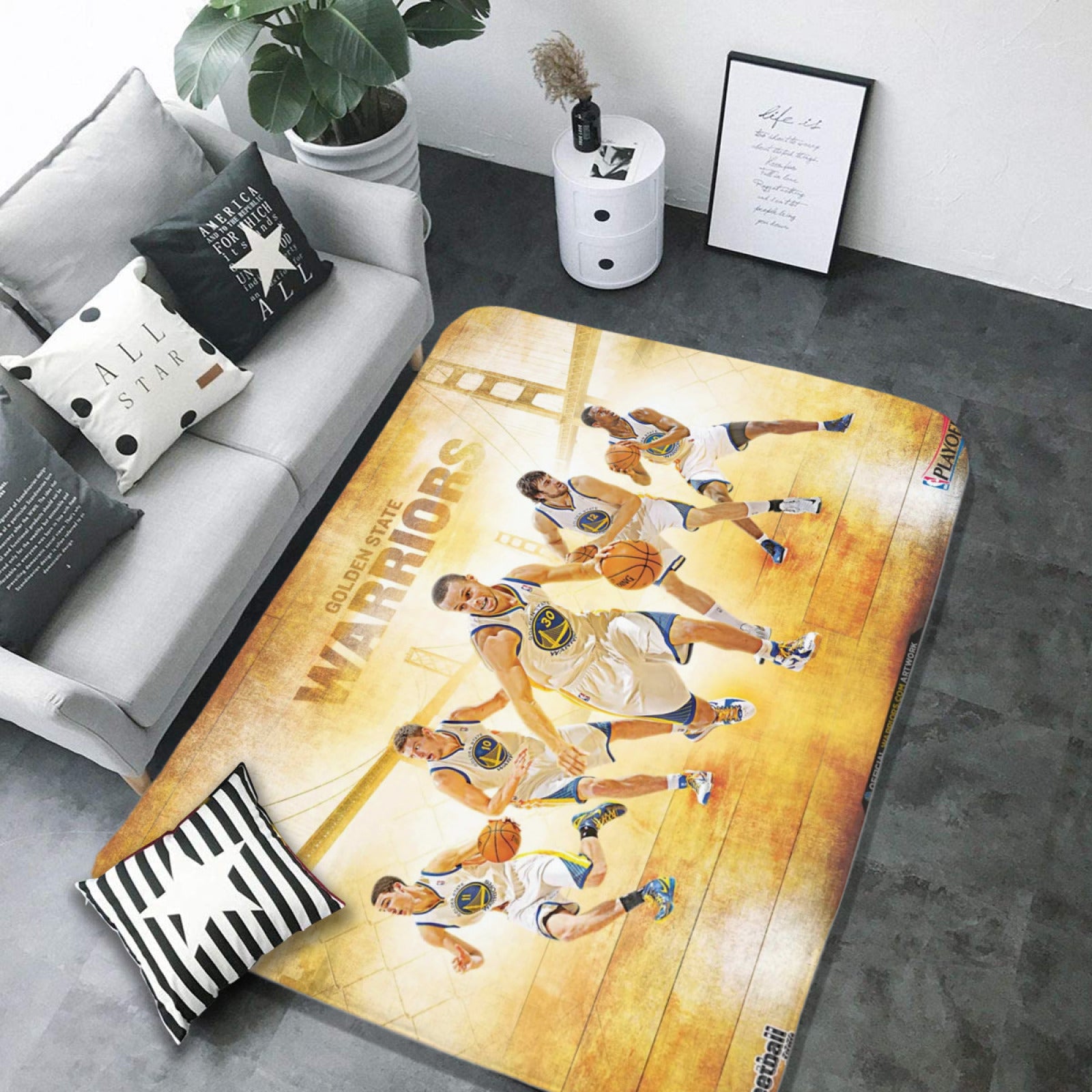 Golden State Basketball Warriors Rugs Bedroom Living Room Bathroom Carpet Mat Rug