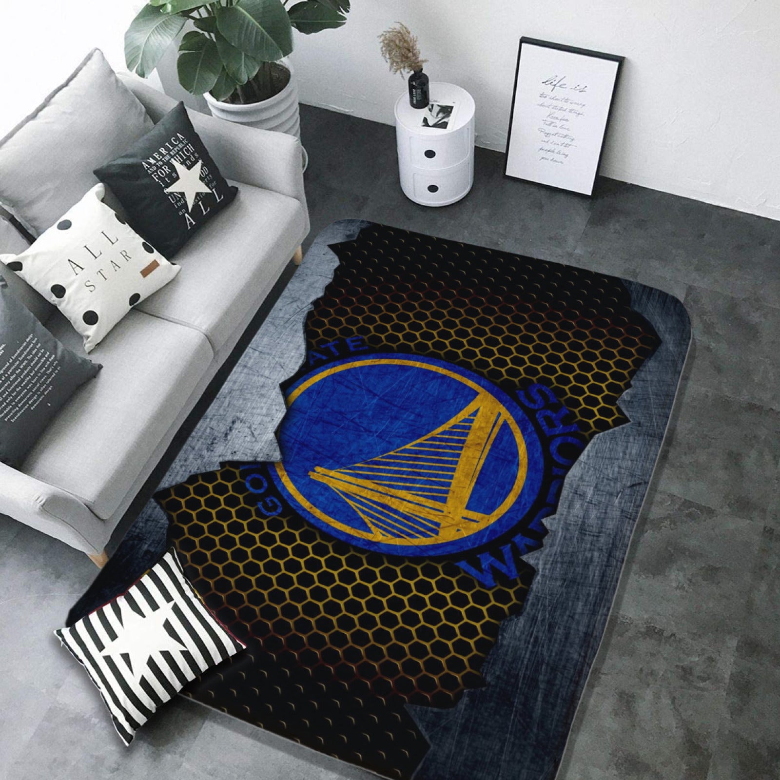 Golden State Basketball Warriors Rugs Bedroom Living Room Bathroom Carpet Mat Rug