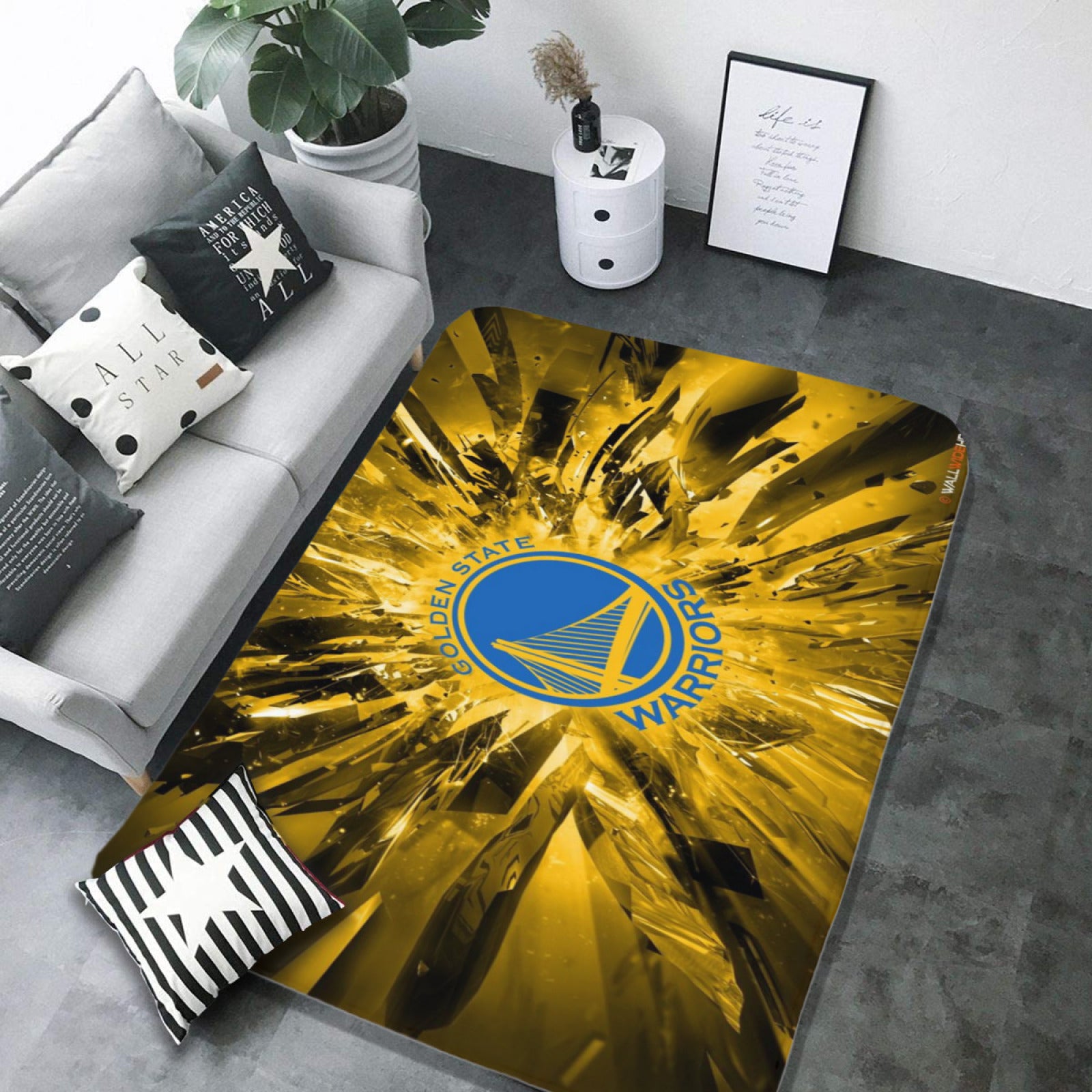 Golden State Basketball Warriors Rugs Bedroom Living Room Bathroom Carpet Mat Rug