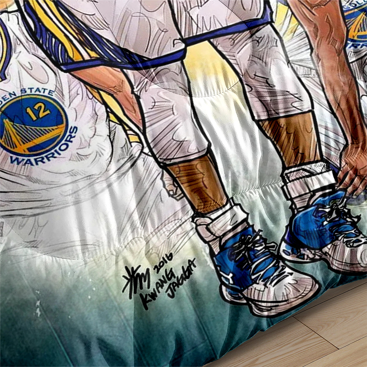 Golden State Basketball Warriors Comforter Pillowcases 3PC Sets Blanket All Season Reversible Quilted Duvet