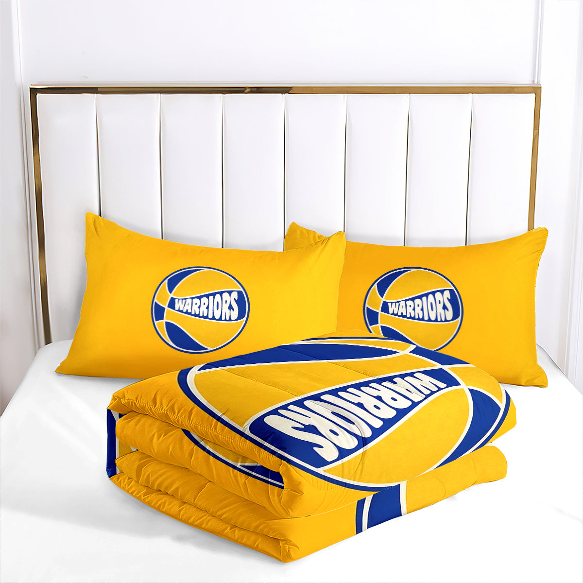 Golden State Basketball Warriors Comforter Pillowcases 3PC Sets Blanket All Season Reversible Quilted Duvet