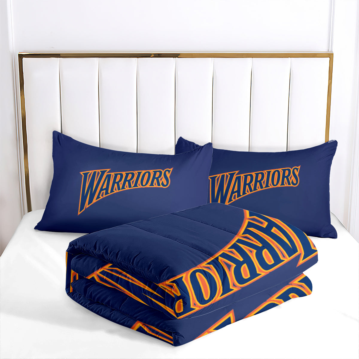 Golden State Basketball Warriors Comforter Pillowcases 3PC Sets Blanket All Season Reversible Quilted Duvet