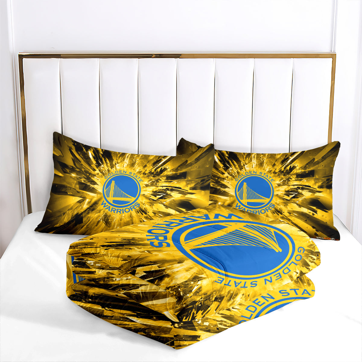 Golden State Basketball Warriors Comforter Pillowcases 3PC Sets Blanket All Season Reversible Quilted Duvet