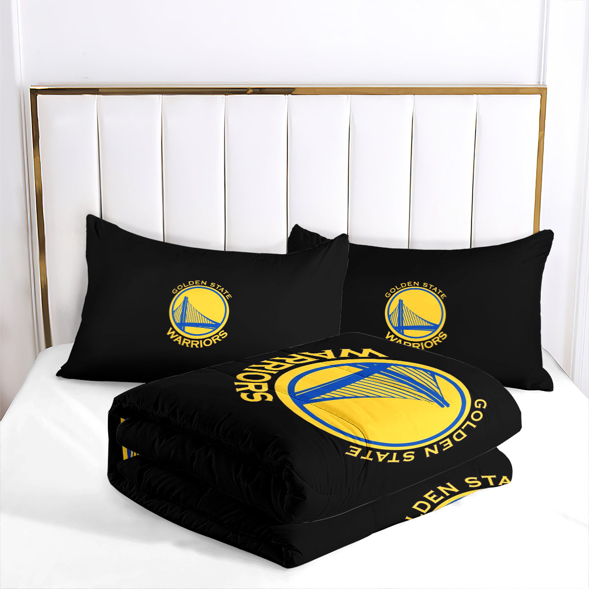 Golden State Basketball Warriors Comforter Pillowcases 3PC Sets Blanket All Season Reversible Quilted Duvet