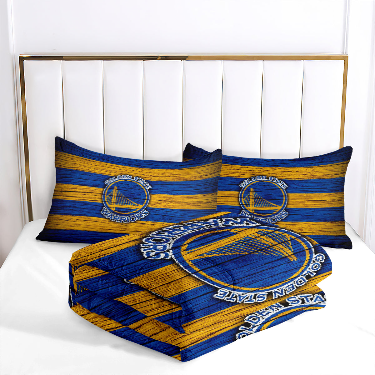 Golden State Basketball Warriors Comforter Pillowcases 3PC Sets Blanket All Season Reversible Quilted Duvet