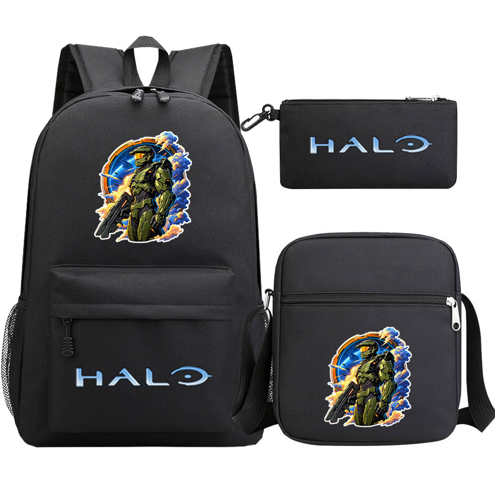 Halo Infinite Schoolbag Backpack Shoulder Bag Pencil Bag 3pcs set for Kids Students