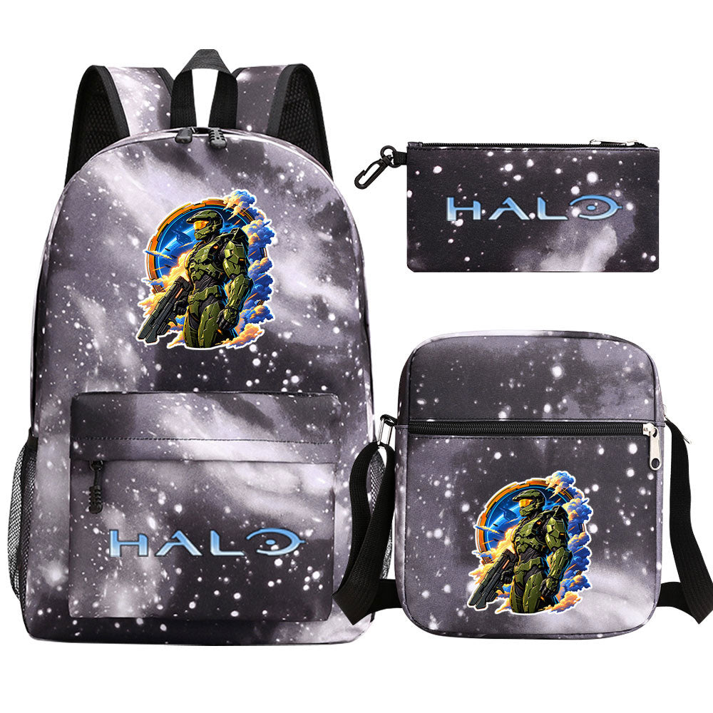 Halo Infinite Schoolbag Backpack Shoulder Bag Pencil Bag 3pcs set for Kids Students
