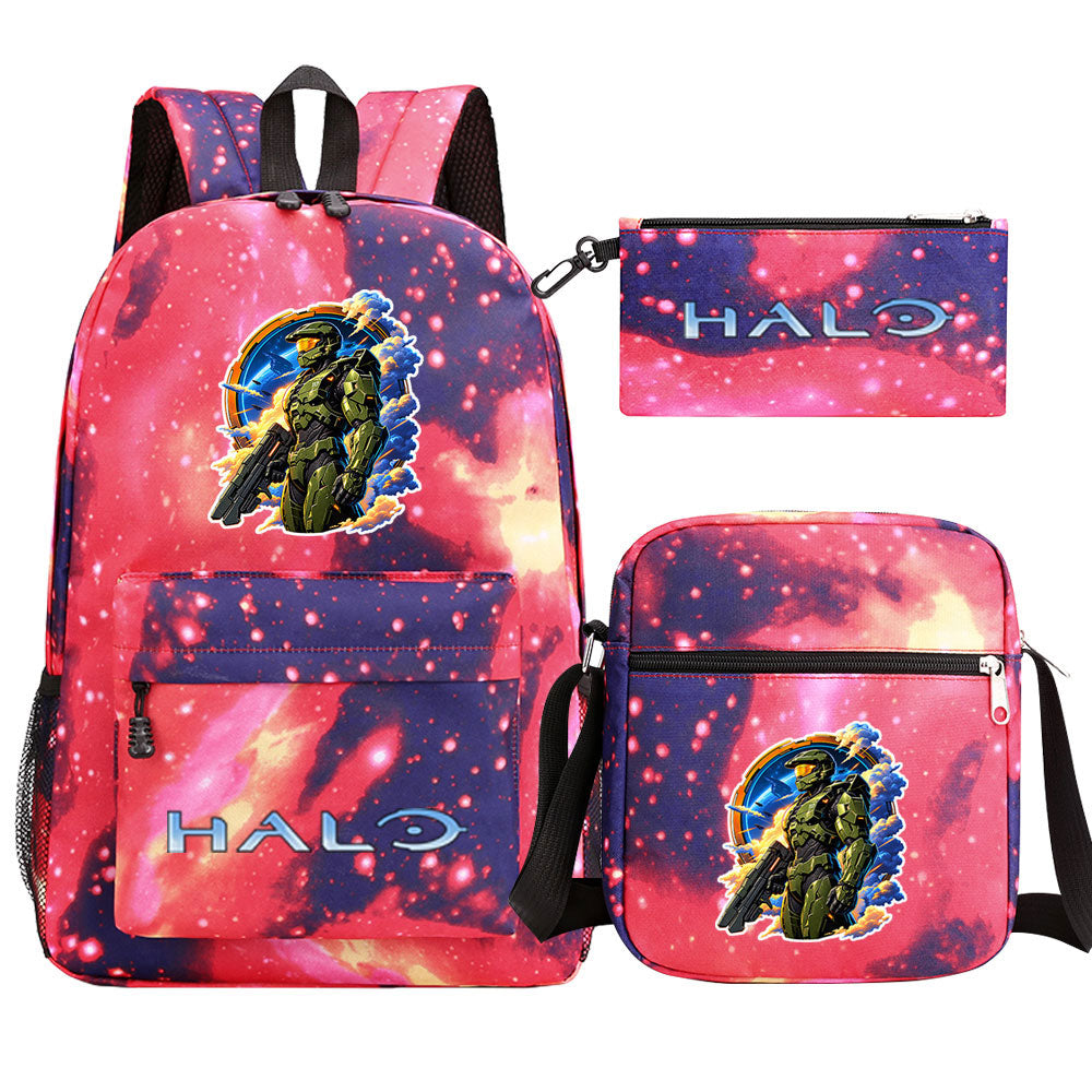 Halo Infinite Schoolbag Backpack Shoulder Bag Pencil Bag 3pcs set for Kids Students