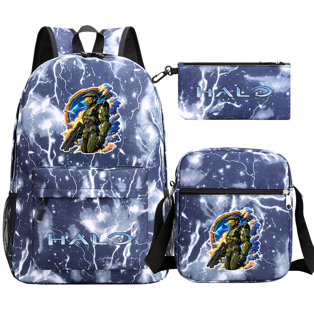 Halo Infinite Schoolbag Backpack Shoulder Bag Pencil Bag 3pcs set for Kids Students
