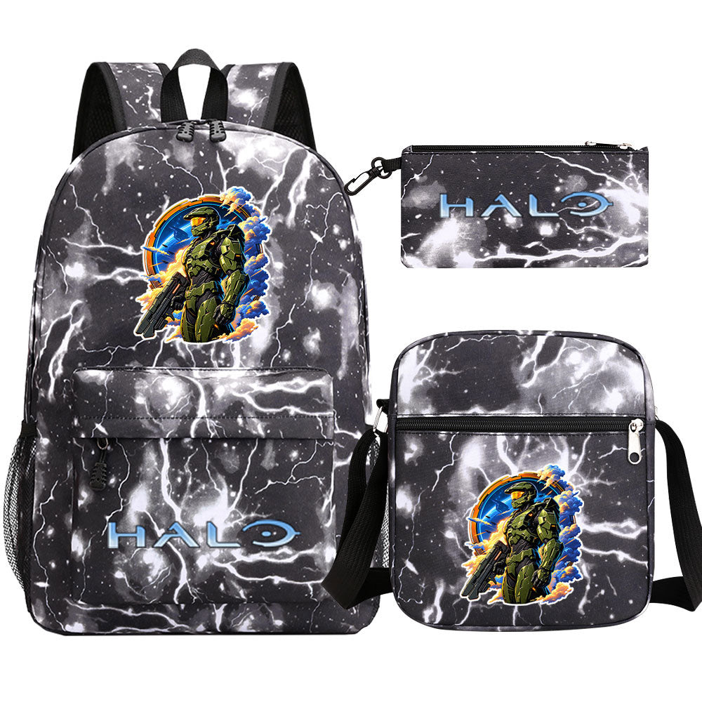 Halo Infinite Schoolbag Backpack Shoulder Bag Pencil Bag 3pcs set for Kids Students
