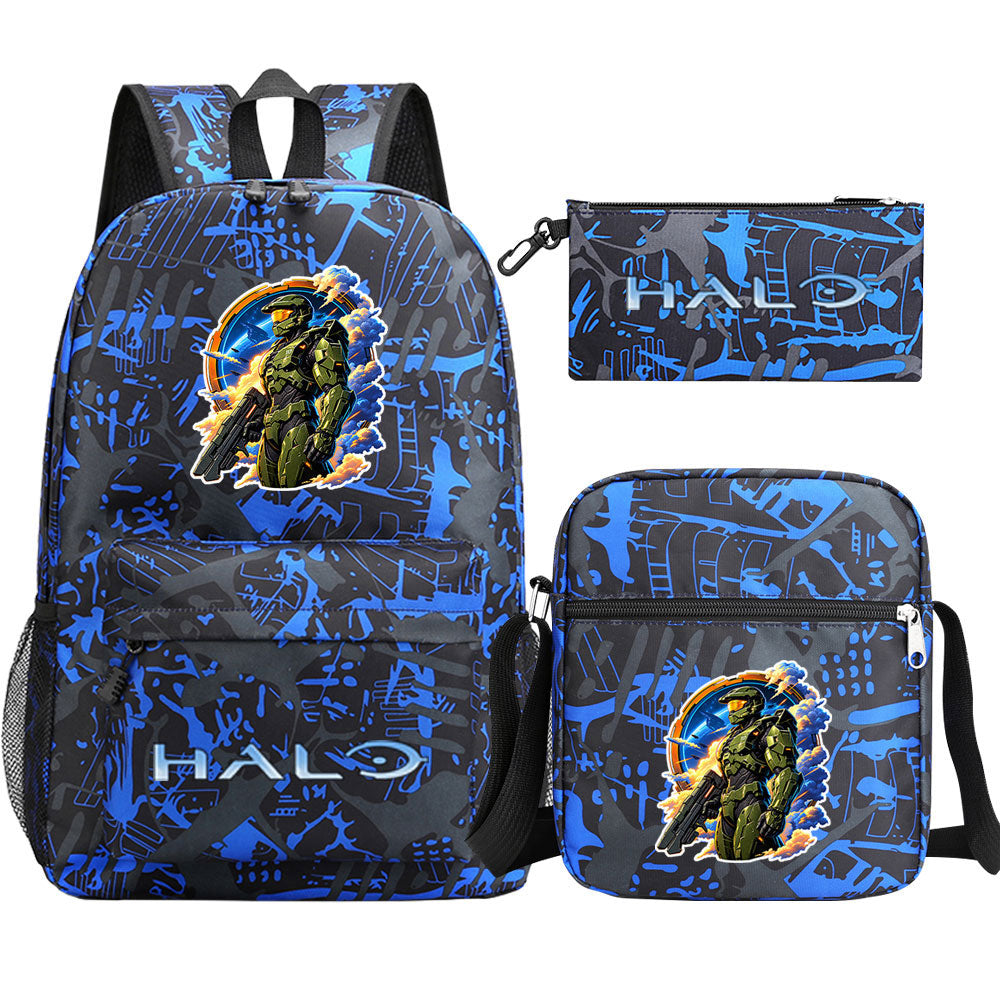 Halo Infinite Schoolbag Backpack Shoulder Bag Pencil Bag 3pcs set for Kids Students