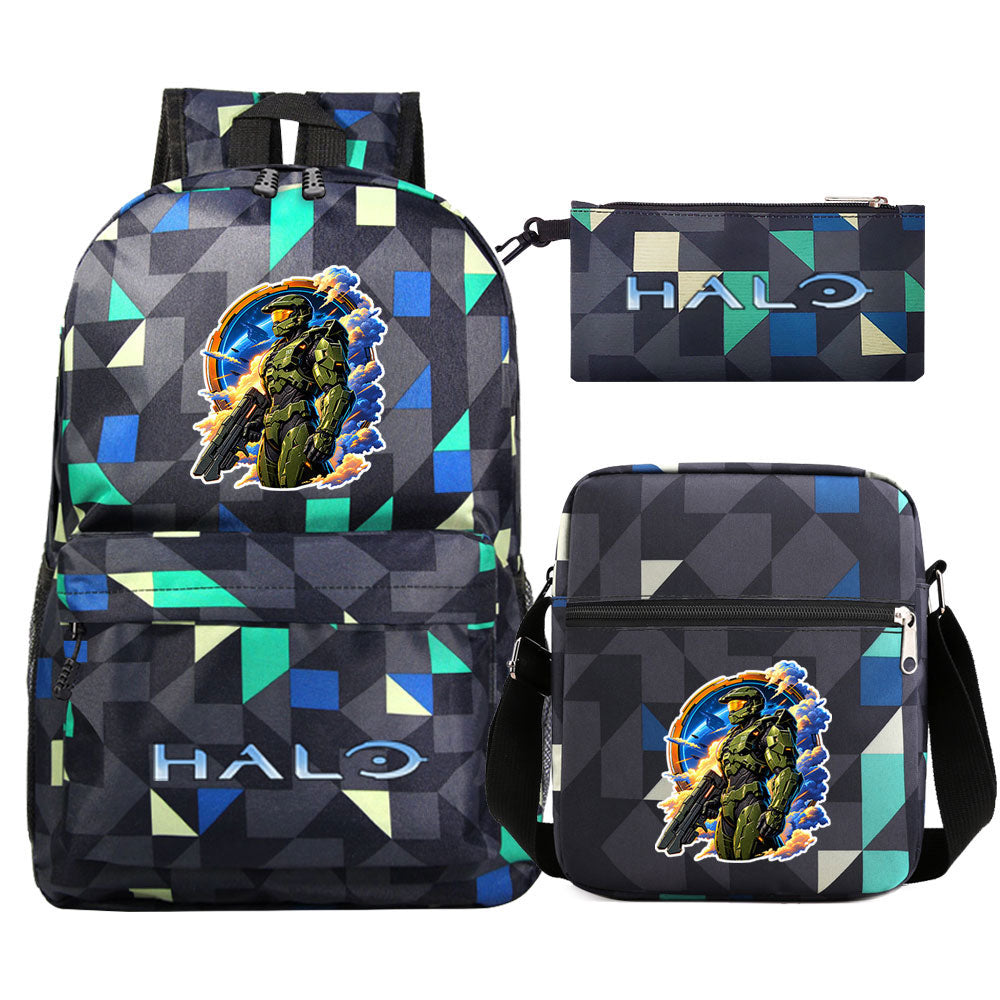 Halo Infinite Schoolbag Backpack Shoulder Bag Pencil Bag 3pcs set for Kids Students