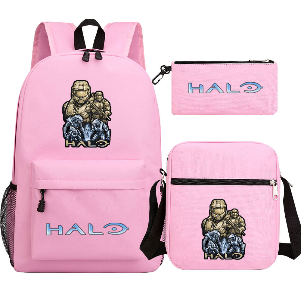 Halo Infinite Schoolbag Backpack Shoulder Bag Pencil Bag 3pcs set for Kids Students