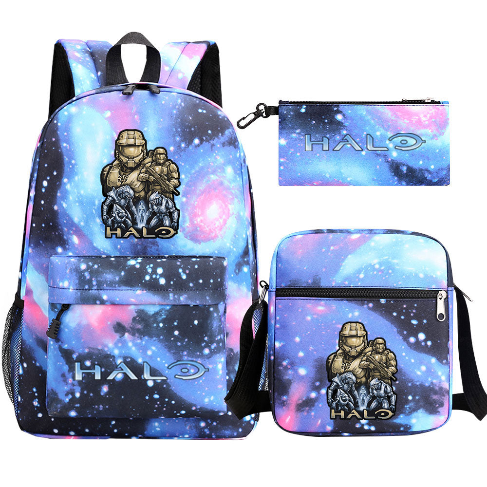Halo Infinite Schoolbag Backpack Shoulder Bag Pencil Bag 3pcs set for Kids Students