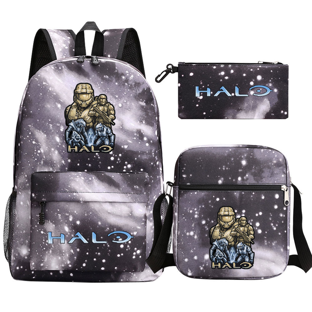 Halo Infinite Schoolbag Backpack Shoulder Bag Pencil Bag 3pcs set for Kids Students
