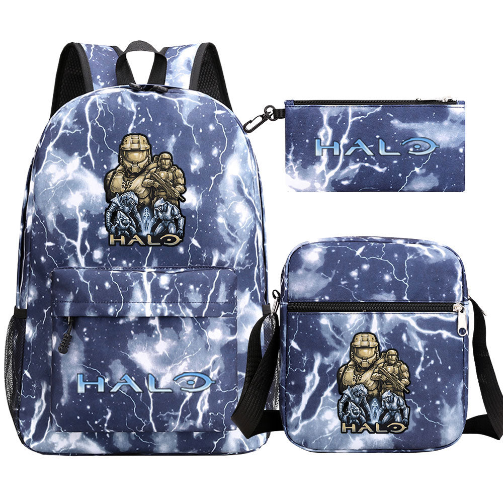 Halo Infinite Schoolbag Backpack Shoulder Bag Pencil Bag 3pcs set for Kids Students