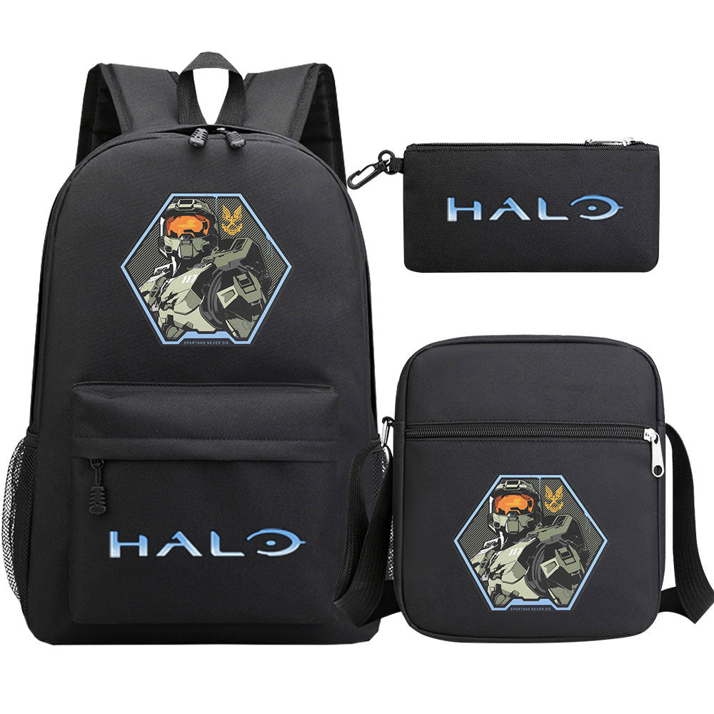 Halo Infinite Schoolbag Backpack Shoulder Bag Pencil Bag 3pcs set for Kids Students