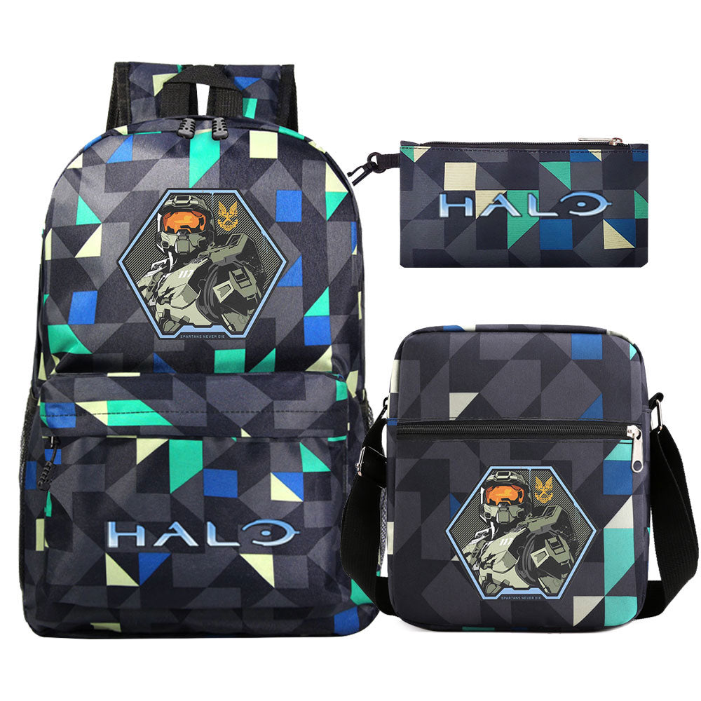Halo Infinite Schoolbag Backpack Shoulder Bag Pencil Bag 3pcs set for Kids Students