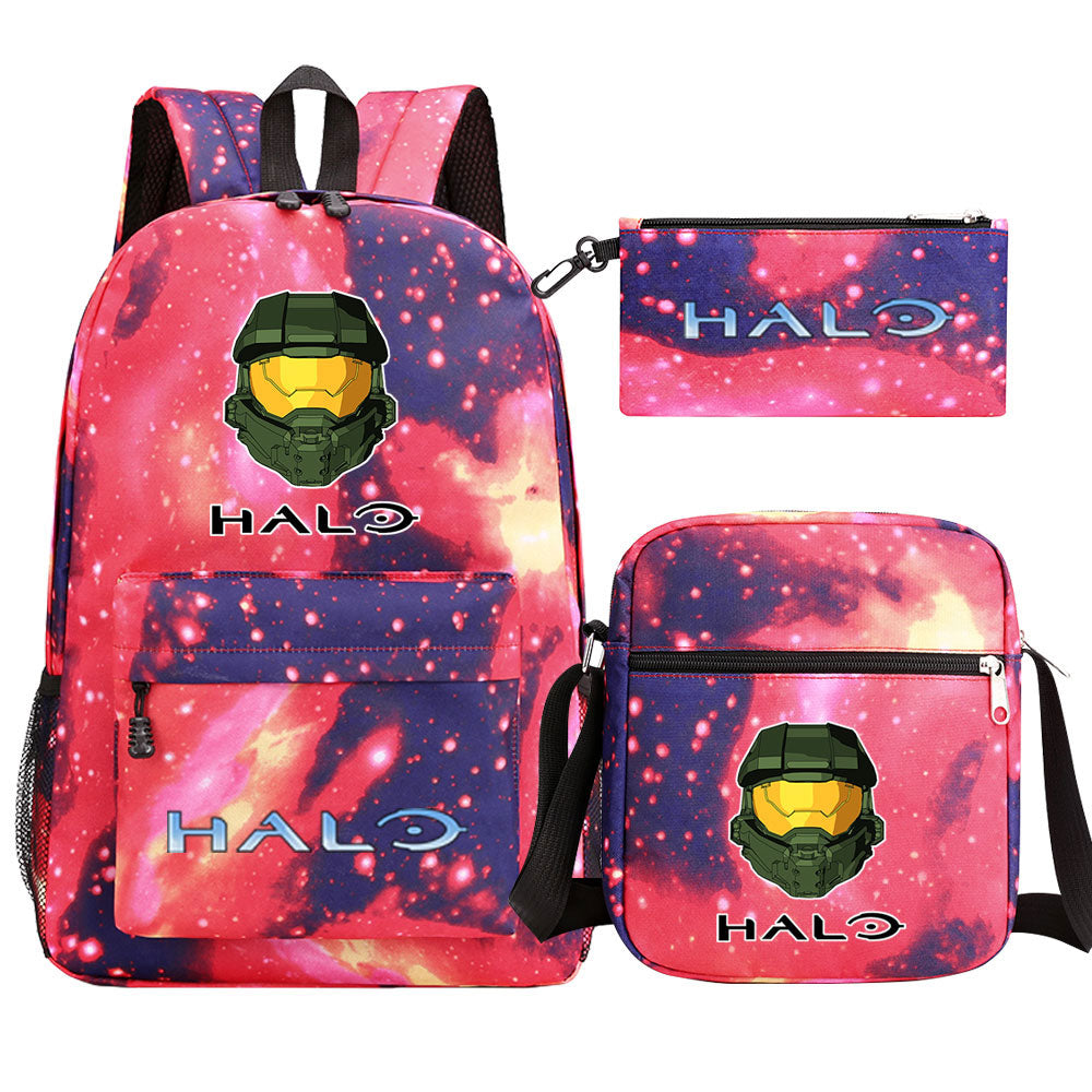 Halo Infinite Schoolbag Backpack Shoulder Bag Pencil Bag 3pcs set for Kids Students