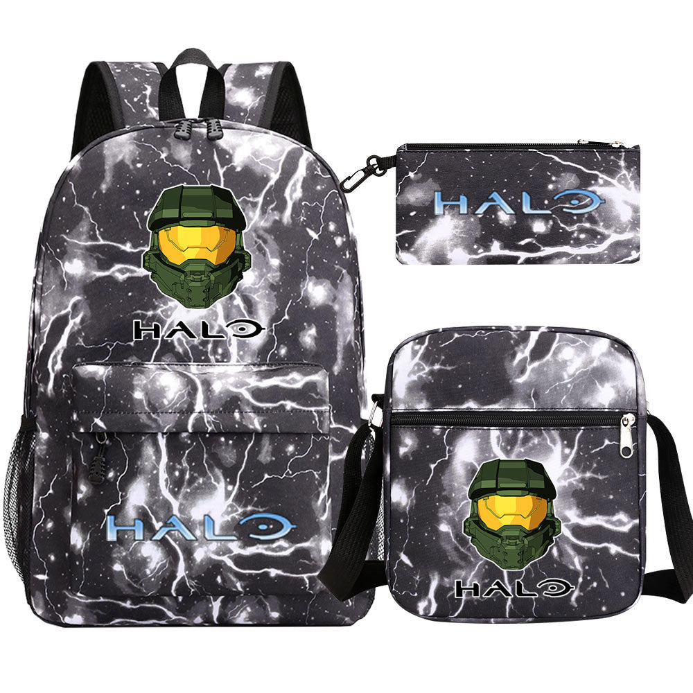 Halo Infinite Schoolbag Backpack Shoulder Bag Pencil Bag 3pcs set for Kids Students
