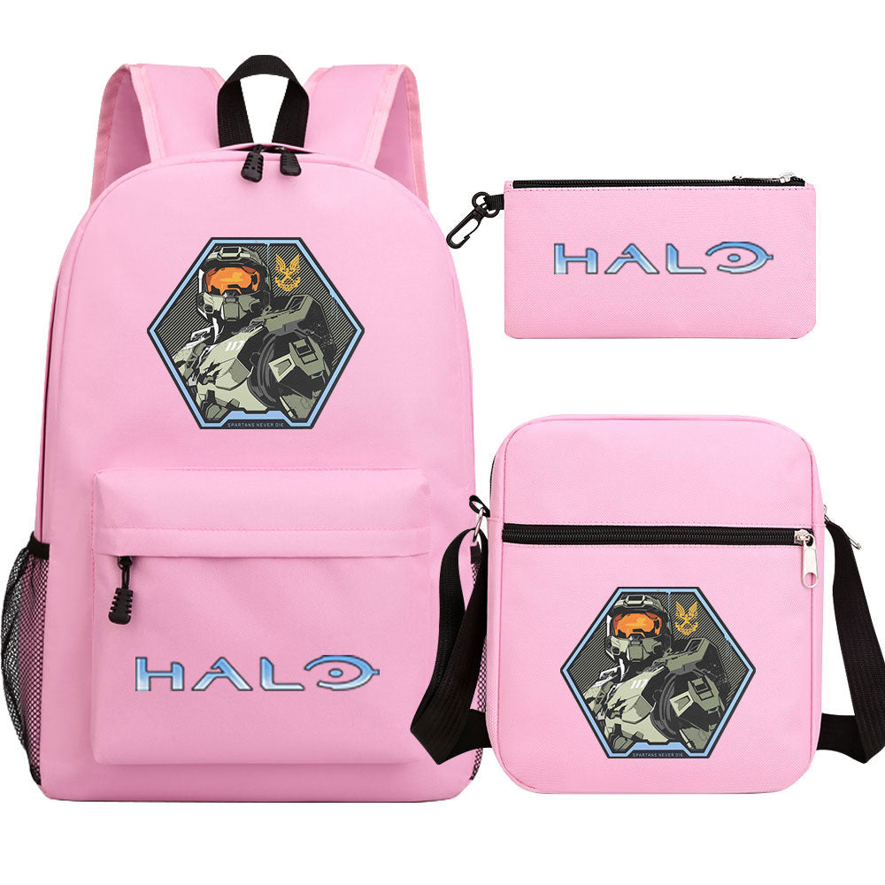 Halo Infinite Schoolbag Backpack Shoulder Bag Pencil Bag 3pcs set for Kids Students