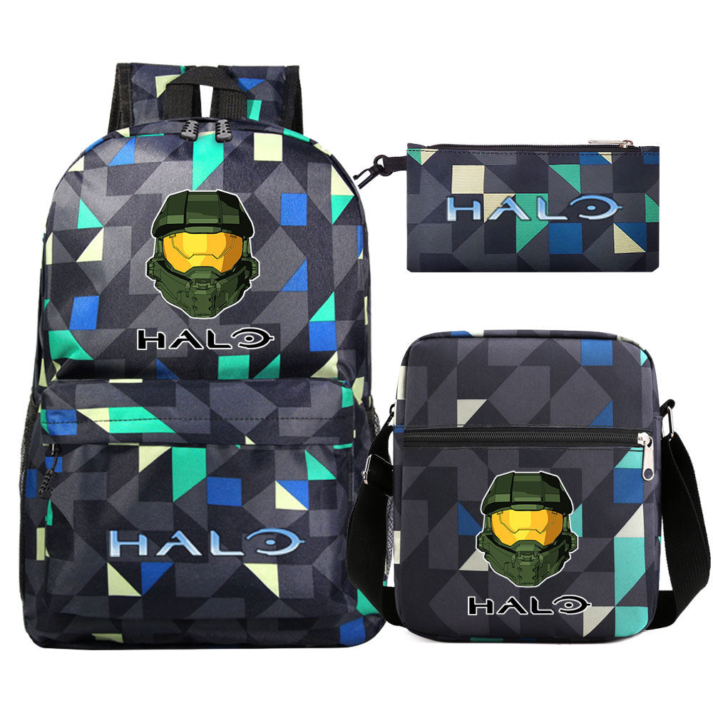 Halo Infinite Schoolbag Backpack Shoulder Bag Pencil Bag 3pcs set for Kids Students