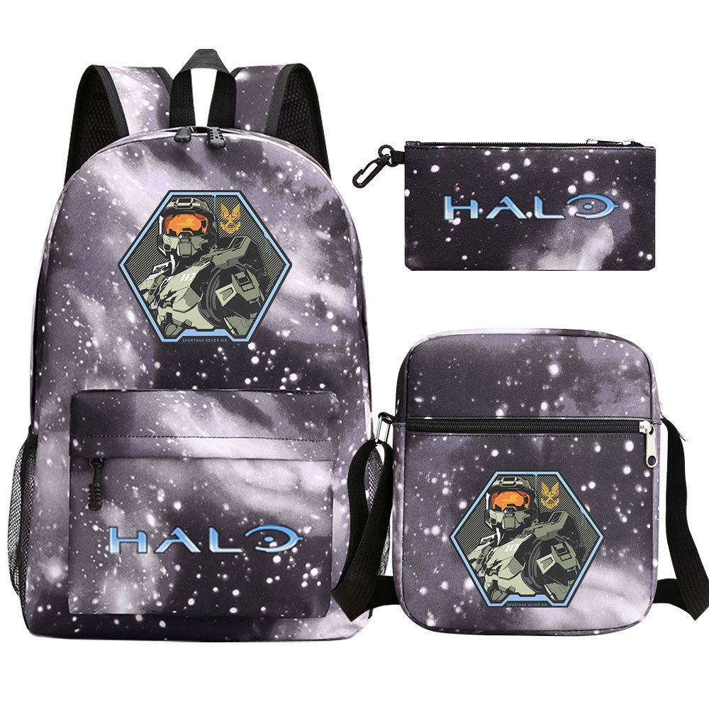 Halo Infinite Schoolbag Backpack Shoulder Bag Pencil Bag 3pcs set for Kids Students