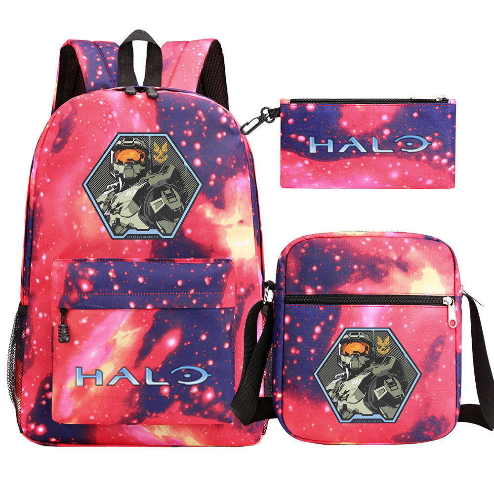 Halo Infinite Schoolbag Backpack Shoulder Bag Pencil Bag 3pcs set for Kids Students