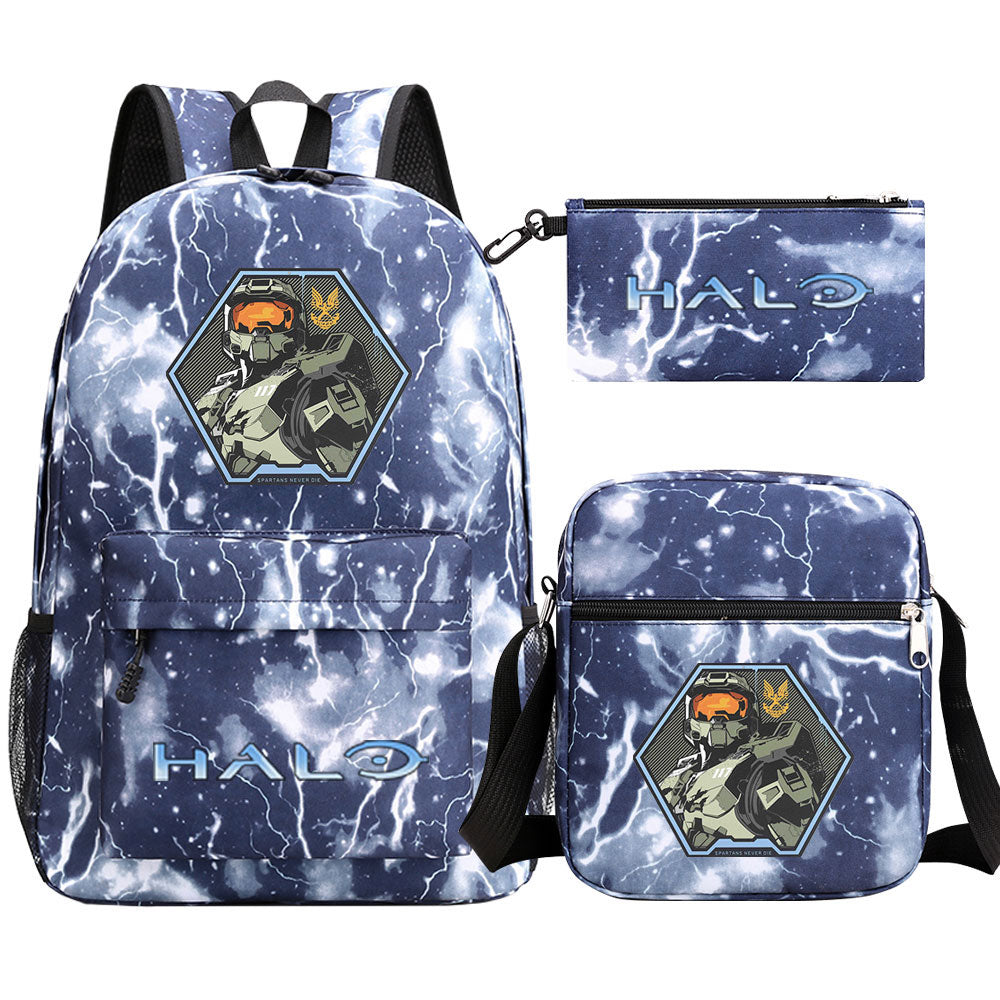 Halo Infinite Schoolbag Backpack Shoulder Bag Pencil Bag 3pcs set for Kids Students