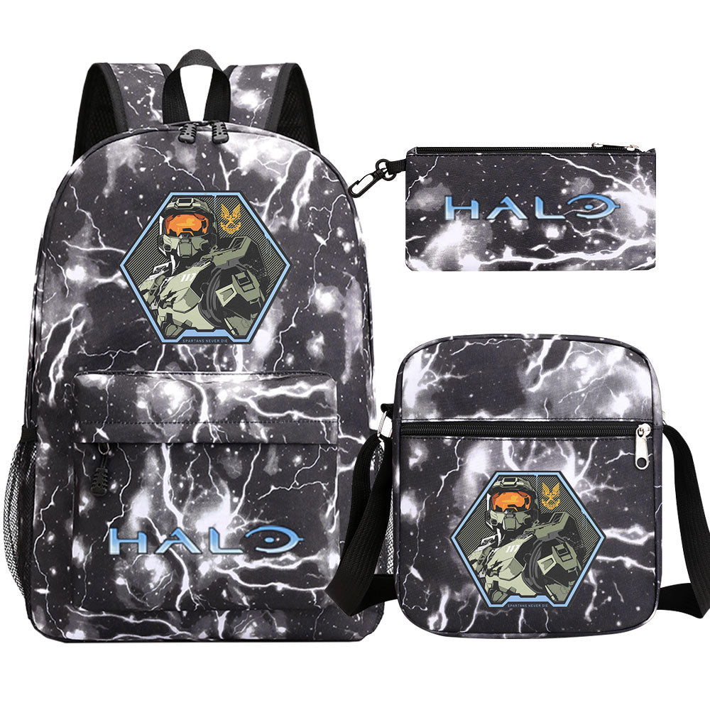 Halo Infinite Schoolbag Backpack Shoulder Bag Pencil Bag 3pcs set for Kids Students