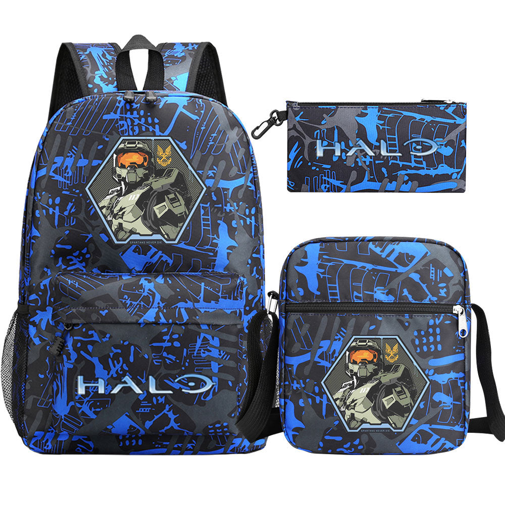 Halo Infinite Schoolbag Backpack Shoulder Bag Pencil Bag 3pcs set for Kids Students