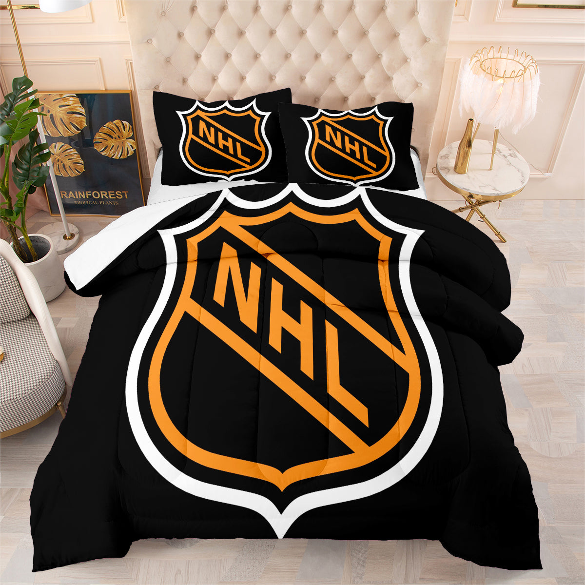 Hockey League Comforter Pillowcases 3PC Sets Blanket All Season Reversible Quilted Duvet