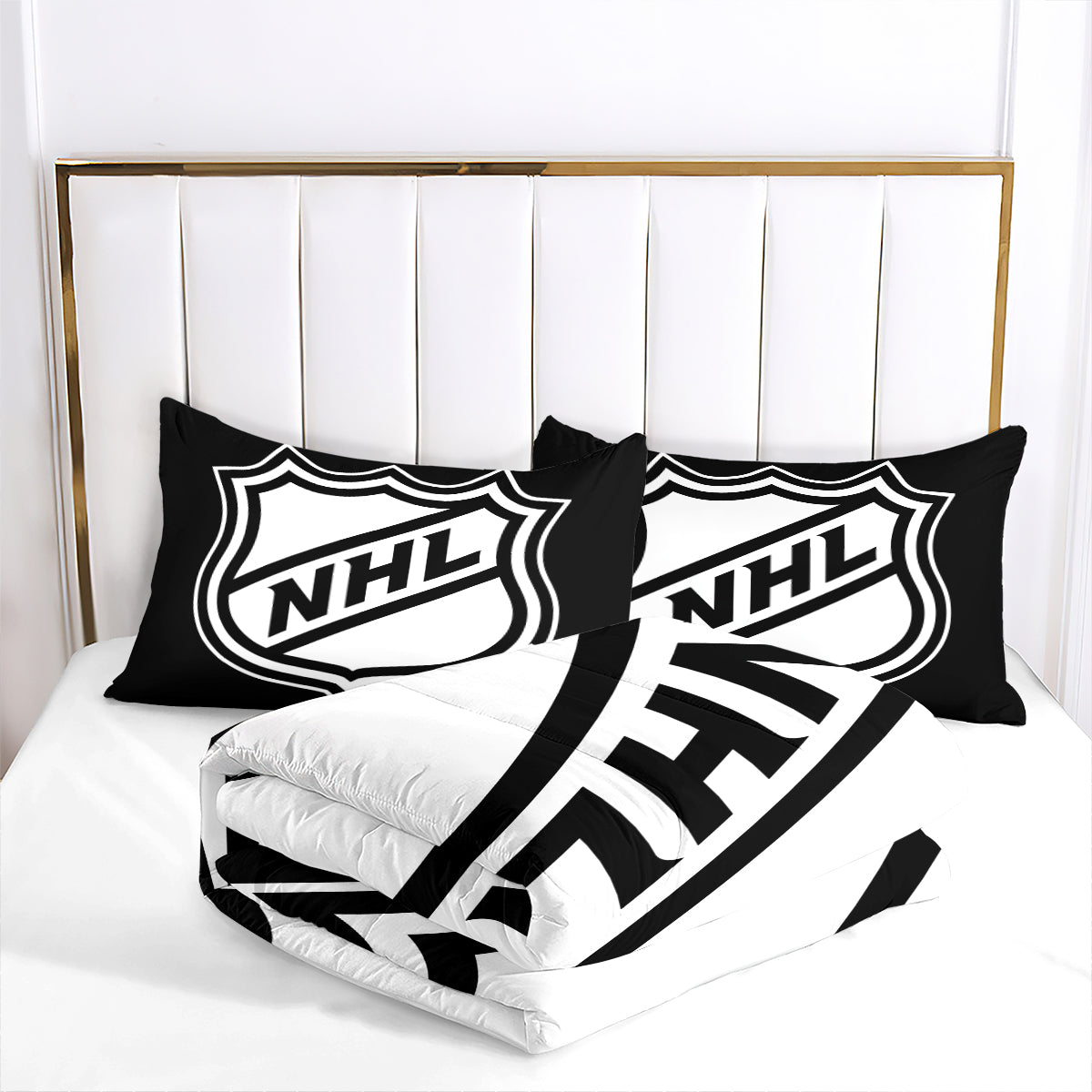 Hockey League Comforter Pillowcases 3PC Sets Blanket All Season Reversible Quilted Duvet