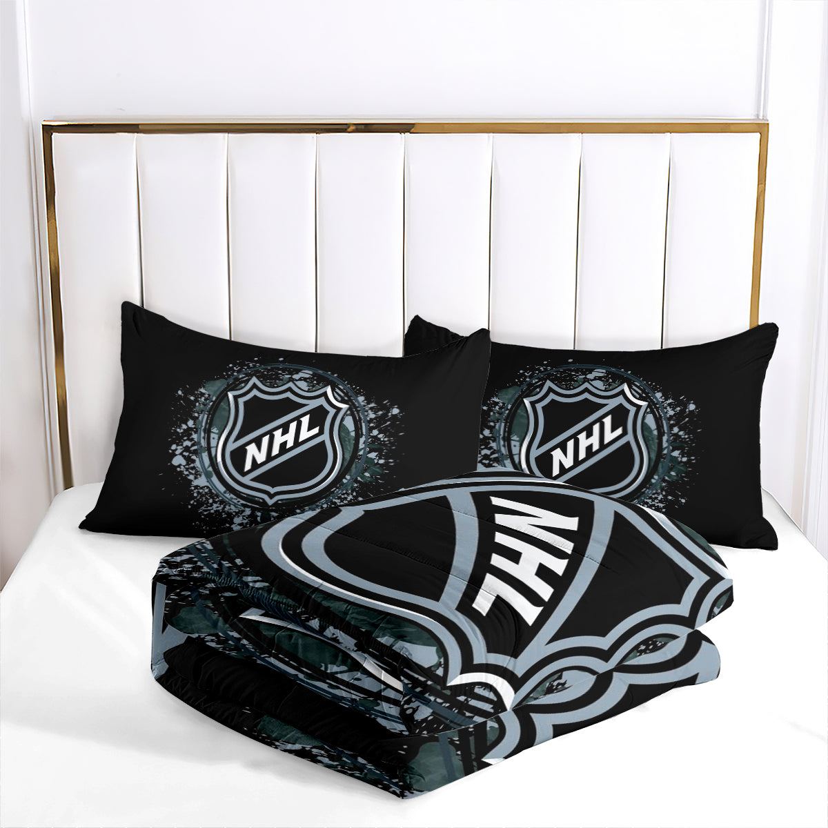 Hockey League Comforter Pillowcases 3PC Sets Blanket All Season Reversible Quilted Duvet